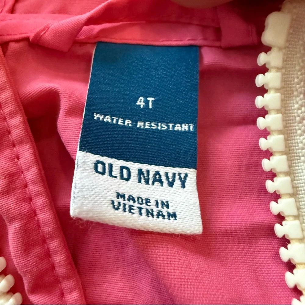 Old Navy Pink Hooded Windbreaker Jacket Girls 4T Water Resistant‎